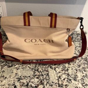 Coach Cream and Red Tote Bag with Classic Design